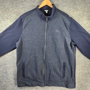 Calvin Klein Mens XXL Full‎ Zip Sweatshirt Blue Marled Mixed Media Fleece Jacket